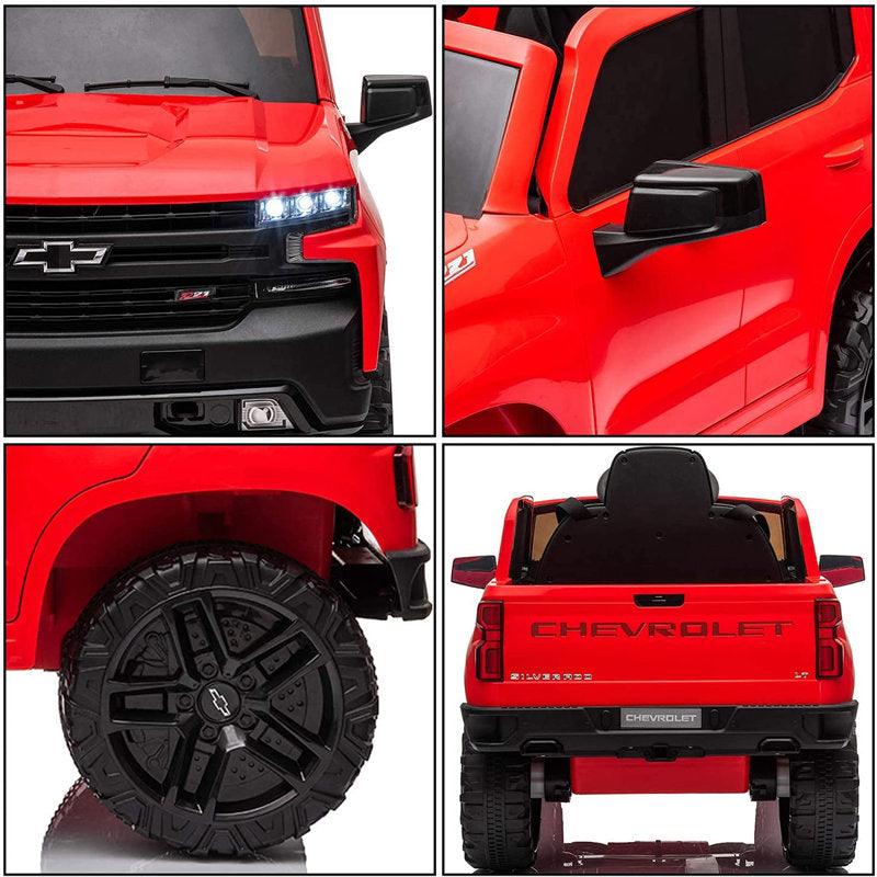 Caminhonete Chevrolet infantil elétrica com MP3 e banco de couro, faróis LED e suspensão independente para passeios com muito conforto e diversão