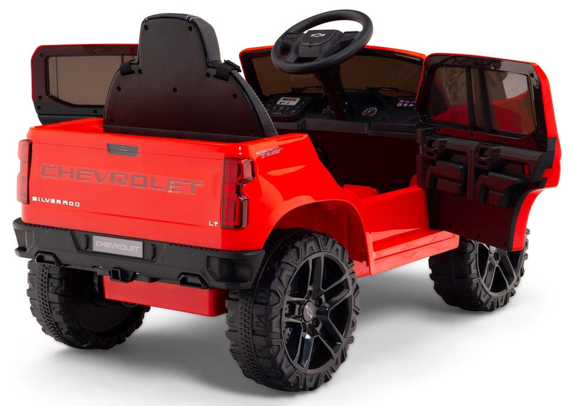 Caminhonete elétrica infantil Chevrolet 12V, com design autêntico e recursos como controle remoto e rodas resistentes para aventuras