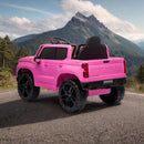 Caminhonete rosa infantil elétrica 12V com som MP3 e controle remoto, perfeita para meninas que adoram brincar e ouvir música enquanto dirigem