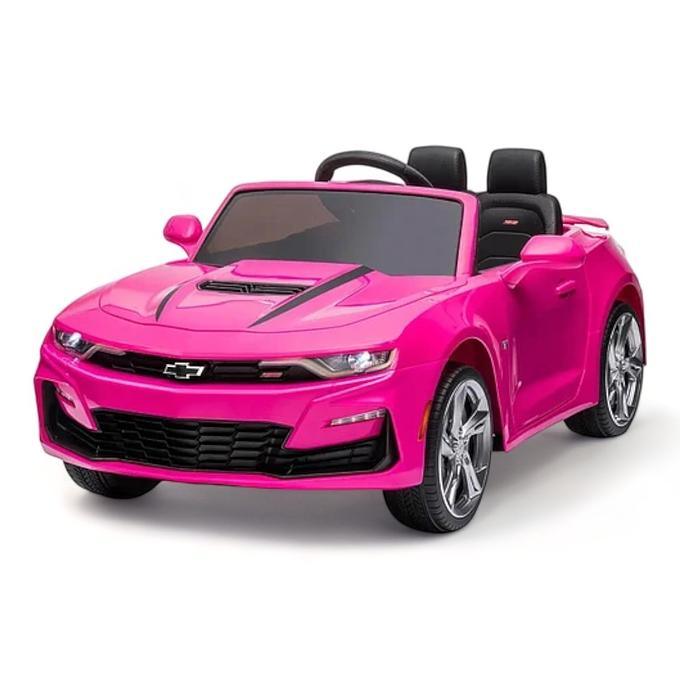 Carro Elétrico Camaro Rosa para Crianças com Funcionalidade de Som e Luz