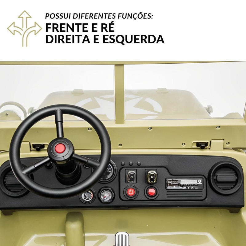 Jeep Militar Infantil 3 Lugares Patrulheiro De Aventuras - Carro Elétrico Infantil 