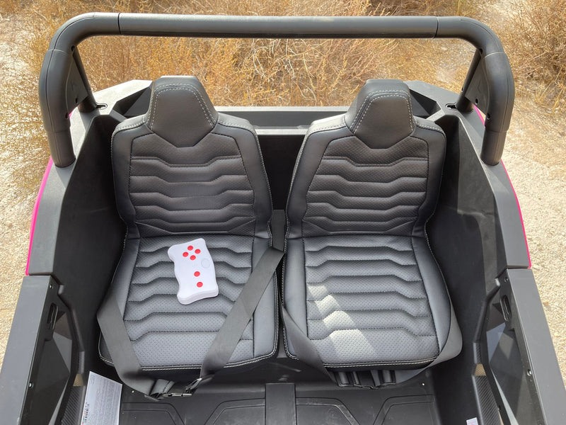 Jeep elétrico infantil rosa com assento para duas crianças, 24V, e controle remoto para maior segurança