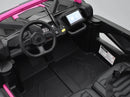 Jeep elétrico infantil rosa com DVD integrado, volante funcional e controle remoto para maior diversão