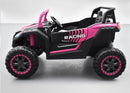 Jeep infantil elétrico rosa com som MP3, faróis LED e volante funcional