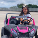 Jeep rosa elétrico infantil 24V para meninas, com design moderno e controle remoto para segurança