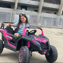 Jeep rosa elétrico infantil com luzes LED e assento confortável para mais diversão