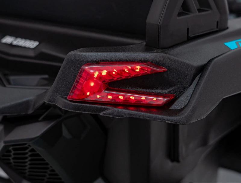  Laterna Jeep elétrico infantil Can Am Maverick Azul com assento de couro e controle remoto