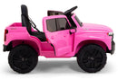 Mini caminhonete rosa infantil elétrica com volante funcional, faróis LED e controle remoto, perfeita para passeios seguros e divertidos