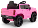 Mini caminhonete rosa infantil com som MP3 integrado, faróis LED e rodas grandes para um passeio cheio de diversão e música